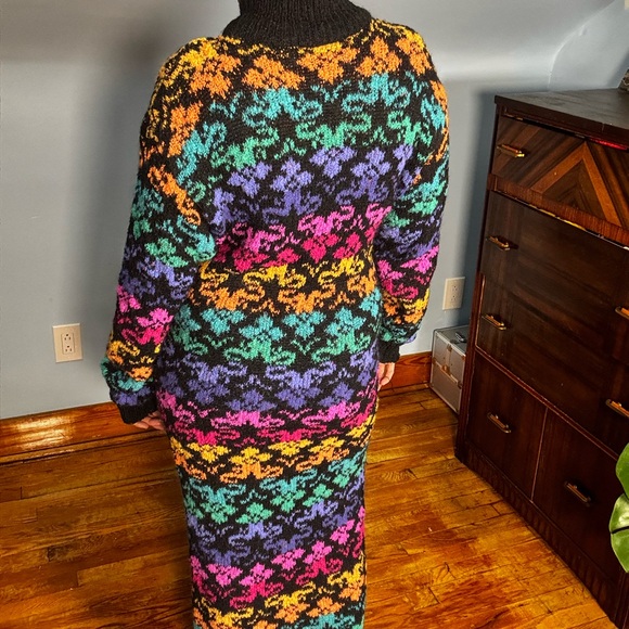 Vintage Rainbow Sweater Dress - Picture 2 of 3